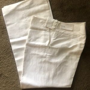 White linen wide leg pants
